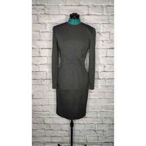 Badgley Mischka Vintage Women's Dress Gray Jewel Neck Long Sleeve Wool Blend 4